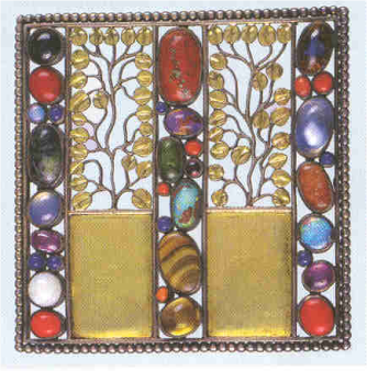BROSCHE Wien 1910 –Josef Hoffmann Gelbgold mit Schmucksteinen BROSCHE Wien 1910 –Josef Hoffmann Gelbgold mit Schmucksteinen
